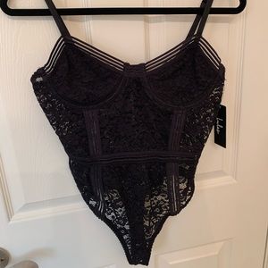 Lulu’s Black Lace Bodysuit